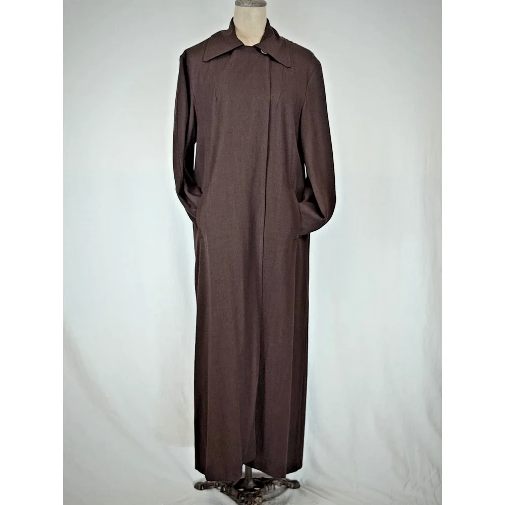 Vintage 8o's Guarantee Brown Long Wool Blend Coat LARGE #50213 Made USA - Picture 2 of 12